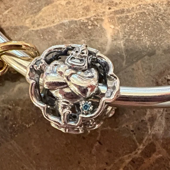 Pandora Silver Charm Bracelet with Blue and Gold Accents - Picture 10 of 13